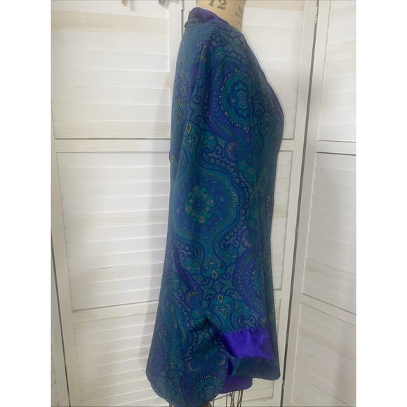 90s 2 Piece Set Victoria’s Secret Gold Label Paisley Satin Wrap Robe & Chemise M - Picture 3 of 12